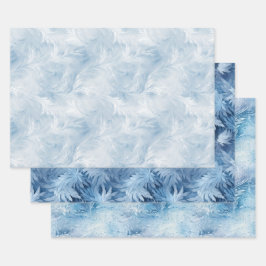 Winter Wonderland Blauw ijzig patroon Inpakpapier Vel