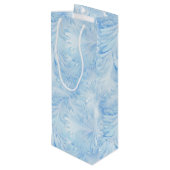 Winter Wonderland Blauw ijzig patroon Wijn Cadeautas (Achterkant Gekanteld)