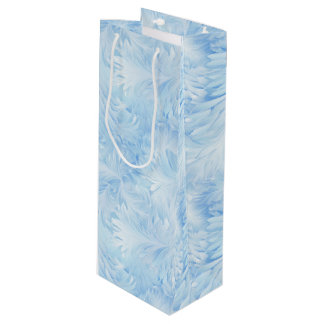 Winter Wonderland Blauw ijzig patroon Wijn Cadeautas