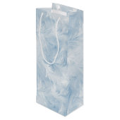Winter Wonderland Blauw ijzig patroon Wijn Cadeautas (Achterkant Gekanteld)