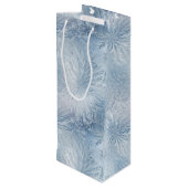 Winter Wonderland Blauw ijzig patroon Wijn Cadeautas (Achterkant Gekanteld)