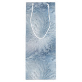 Winter Wonderland Blauw ijzig patroon Wijn Cadeautas (Achterkant)