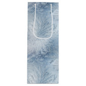 Winter Wonderland Blauw ijzig patroon Wijn Cadeautas (Voorkant)