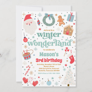 Winter Wonderland Blauw Kerstmis Verjaardagsfeest Kaart