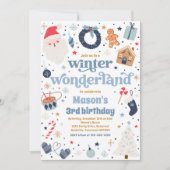 Winter Wonderland Blauw Kerstmis Verjaardagsfeest Kaart (Voorkant)