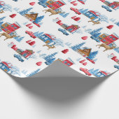 Winter Wonderland blauw & rood Cadeaupapier (Hoek)