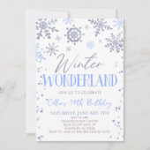 Winter Wonderland Blauw Sneeuwvlok Verjaardagsfees Kaart (Voorkant)