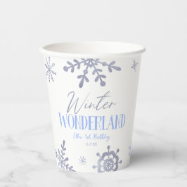 Winter Wonderland Blauw Sneeuwvlok Verjaardagsfees Papieren Bekers