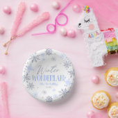 Winter Wonderland Blauw Sneeuwvlok Verjaardagsfees Papieren Kommen (Feest)