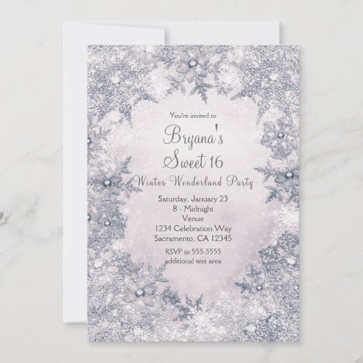 Winter Wonderland Blauw Wit Elegante Sneeuwvlokken Kaart (Voorkant)