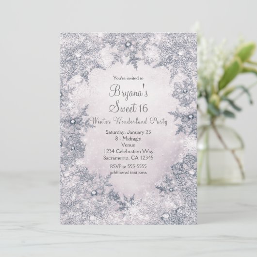 Winter Wonderland Blauw Wit Elegante Sneeuwvlokken Kaart (Staand voorkant)