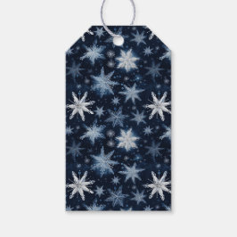 Winter Wonderland Blauw & Wit Sneeuwvlokken Cadeaulabel