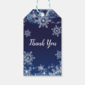 Winter Wonderland Blauw & Wit Sneeuwvlokken Favor Cadeaulabel (Voorkant)