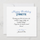 WINTER WONDERLAND BLAUW & WIT VERJAARDAGSTAART KAART (Achterkant)