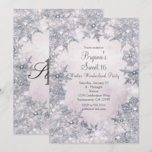 Winter Wonderland Blauw Witte Elegante Sneeuwvlokk Kaart