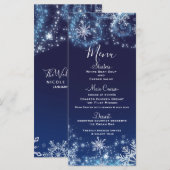 Winter Wonderland Blauw & Witte Sneeuwvlokken Menu (Voorkant / Achterkant)