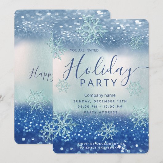 Winter wonderland blauw zakelijk Vakantie feest Kaart (Voorkant / Achterkant)