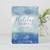 Winter wonderland blauw zakelijk Vakantie feest Kaart (Staand voorkant)