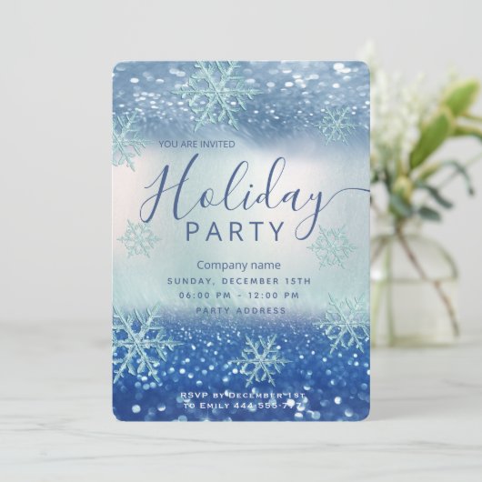 Winter wonderland blauw zakelijk Vakantie feest Kaart (Staand voorkant)
