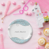 Winter Wonderland Blauw & Zilver Werkt Sneeuwvlokk Papieren Bordje (Feest)