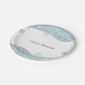 Winter Wonderland Blauw & Zilver Werkt Sneeuwvlokk Papieren Bordje (Gekanteld)