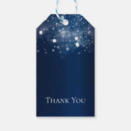Winter Wonderland Blauw Zilveren Glinsterende Lich Cadeaulabel