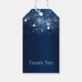 Winter Wonderland Blauw Zilveren Glitterende Licht Cadeaulabel (Voorkant)