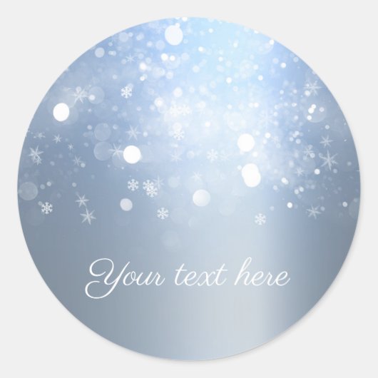 Winter Wonderland Blauw Zilveren Glitterende Licht Ronde Sticker (Voorkant)