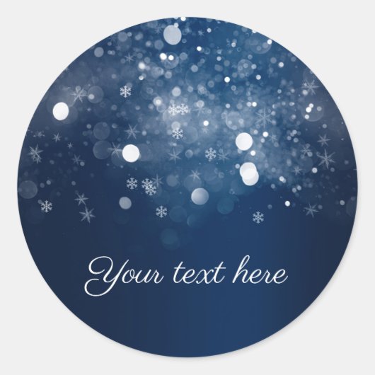 Winter Wonderland Blauw Zilveren Glitterende Licht Ronde Sticker (Voorkant)