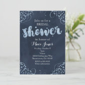 Winter Wonderland Blauwe Bruids Douche Uitnodiging (Staand voorkant)