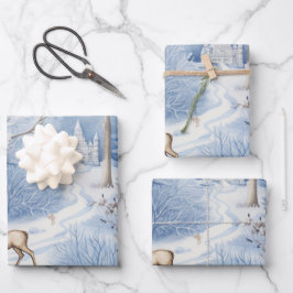 Winter Wonderland: Blauwe en witte kerstboom Inpakpapier Vel