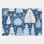 Winter Wonderland: Blauwe en witte kerstboom Inpakpapier Vel (Voorkant 3)