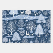 Winter Wonderland: Blauwe en witte kerstboom Inpakpapier Vel (Voorkant 3)