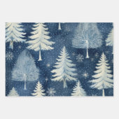 Winter Wonderland: Blauwe en witte kerstboom Inpakpapier Vel (Voorkant 2)