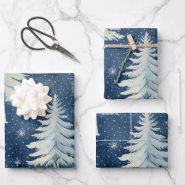 Winter Wonderland: Blauwe en witte kerstboom Inpakpapier Vel