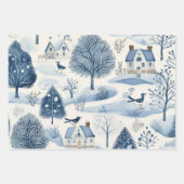 Winter Wonderland: Blauwe en witte kerstboom Inpakpapier Vel (Voorkant 2)