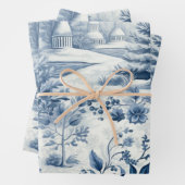 Winter Wonderland: Blauwe en witte kerstboom Inpakpapier Vel (In situ)