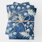 Winter Wonderland: Blauwe en witte kerstboom Inpakpapier Vel (In situ)