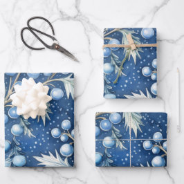 Winter Wonderland: Blauwe en witte kerstboom Inpakpapier Vel