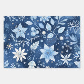 Winter Wonderland: Blauwe en witte kerstboom Inpakpapier Vel (Voorkant)