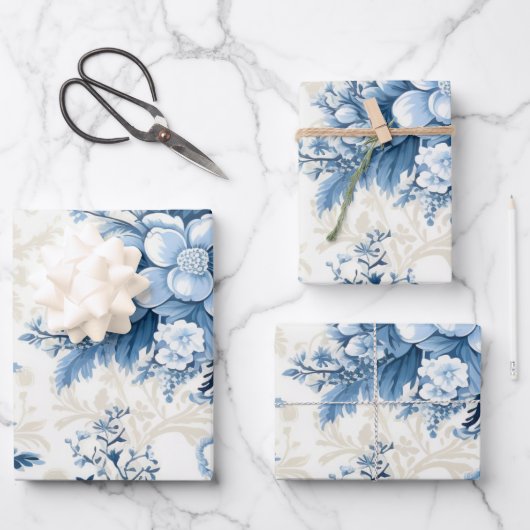 Winter Wonderland: Blauwe en witte kerstboom Inpakpapier Vel (Voorkant)