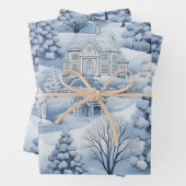 Winter Wonderland: Blauwe en witte kerstboom Inpakpapier Vel (In situ)
