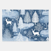 Winter Wonderland: Blauwe en witte kerstboom Inpakpapier Vel (Voorkant)