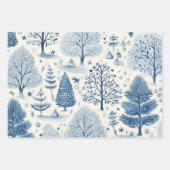 Winter Wonderland: Blauwe en witte kerstboom Inpakpapier Vel (Voorkant 2)