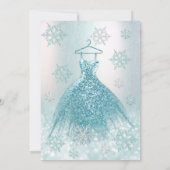 Winter wonderland blauwe jurk glittery ombre invit kaart (Achterkant)