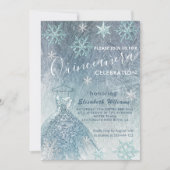 Winter wonderland blauwe jurk glittery Quinceañera Kaart (Voorkant)