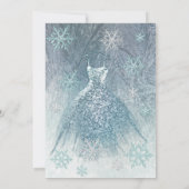 Winter wonderland blauwe jurk glittery Quinceañera Kaart (Achterkant)