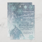 Winter wonderland blauwe jurk glittery Quinceañera Kaart (Voorkant / Achterkant)
