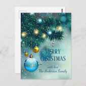 Winter Wonderland Blauwe Kerstballen Briefkaart (Voorkant / Achterkant)