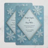 Winter Wonderland Blauwe Sneeuw Romantische bruilo Kaart (Voorkant / Achterkant)